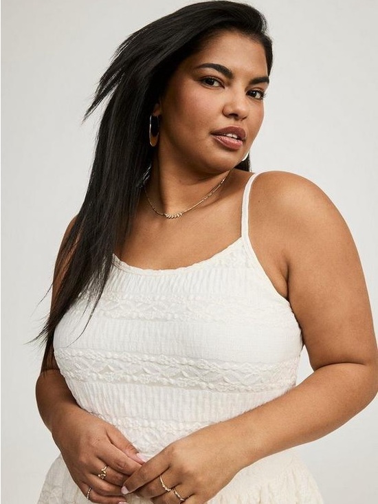 torrid Tops - White Textured Lace Spaghetti Strap Cami